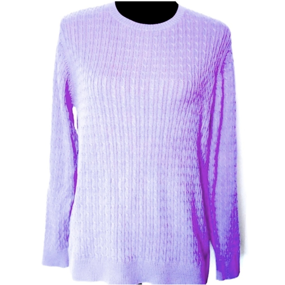 Lands' End Lavender Cable Knit Sweater